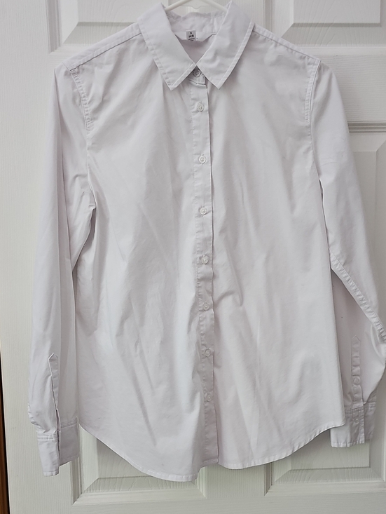 Time and Tru Tops - Time and Tru White Long-Sleeve Dress Shirt - Classic Collar